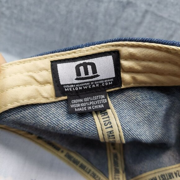 Chicago Bulls  Melonwear  BMO Floral Embroidered Denim Snapback Cap With Tan Bri - Picture 10 of 11